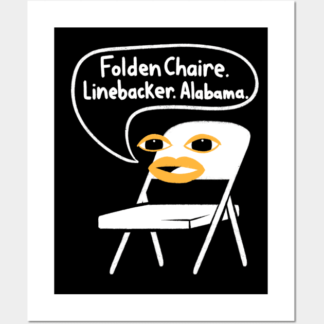 Alabama Boat Fight White Folding Chair - Linebacker Wall Art by aaronsartroom